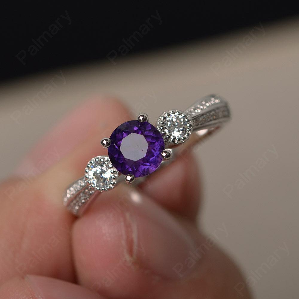 Unique Round Cut Amethyst Engagement Rings - Palmary