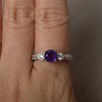 Unique Round Cut Amethyst Engagement Rings - Palmary