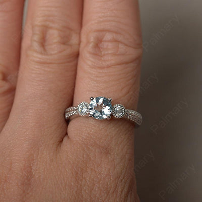 Unique Round Cut Aquamarine Engagement Rings - Palmary