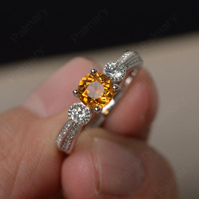 Unique Round Cut Citrine Engagement Rings - Palmary