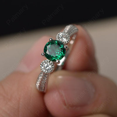 Unique Round Cut Emerald Engagement Rings - Palmary
