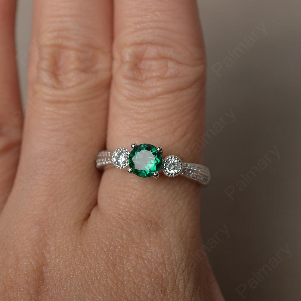 Unique Round Cut Emerald Engagement Rings - Palmary