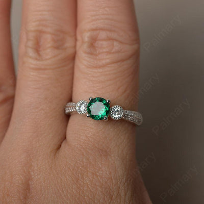 Unique Round Cut Emerald Engagement Rings - Palmary