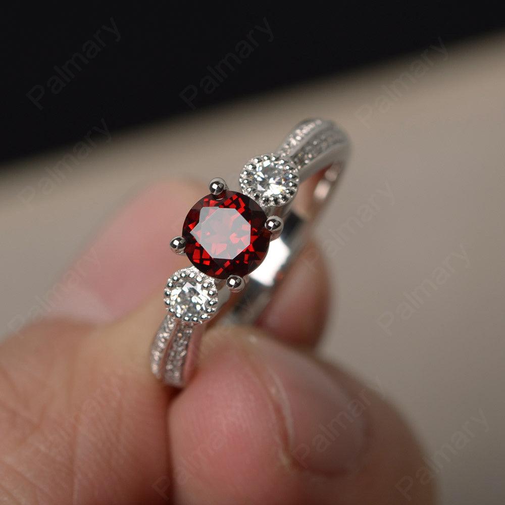 Unique Round Cut Garnet Engagement Rings - Palmary