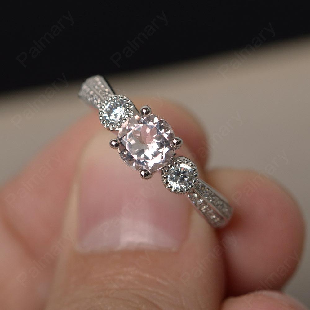 Unique Round Cut Morganite Engagement Rings - Palmary