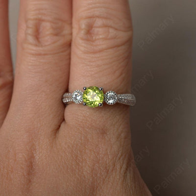 Unique Round Cut Peridot Engagement Rings - Palmary