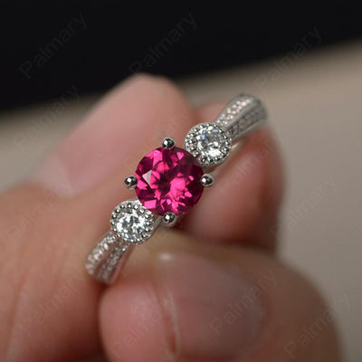 Unique Round Cut Ruby Engagement Rings - Palmary