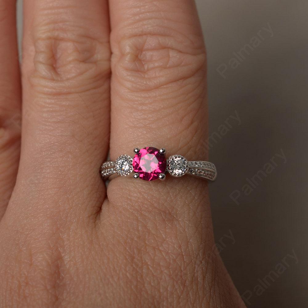 Unique Round Cut Ruby Engagement Rings - Palmary
