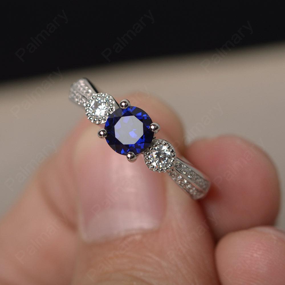 Unique Round Cut Sapphire Engagement Rings - Palmary