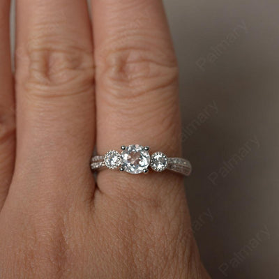 Unique Round Cut White Topaz Engagement Rings - Palmary