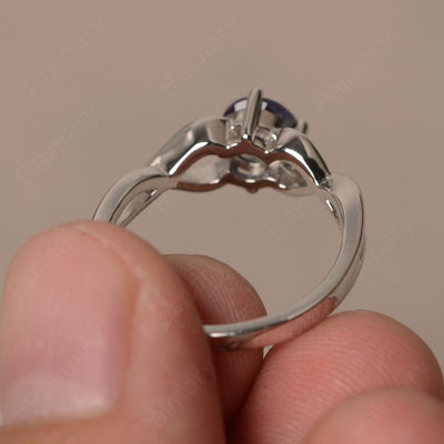 Round Cut Alexandrite Solitaire Ring Sterling Silver - Palmary