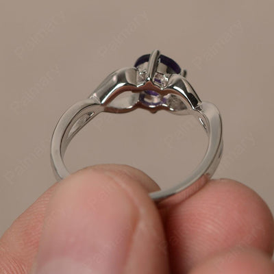 Round Cut Amethyst Solitaire Ring Sterling Silver - Palmary