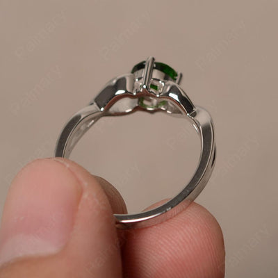 Round Cut Diopside Solitaire Ring Sterling Silver - Palmary