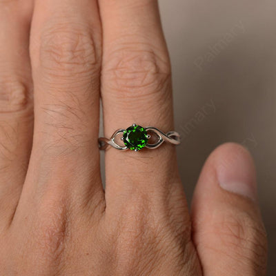 Round Cut Diopside Solitaire Ring Sterling Silver - Palmary
