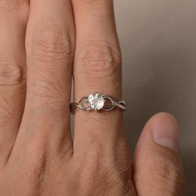 Round Cut Green Amethyst Solitaire Ring Sterling Silver - Palmary