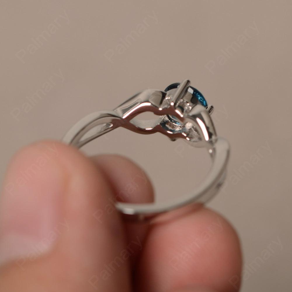 Round Cut London Blue Topaz Solitaire Ring Sterling Silver - Palmary
