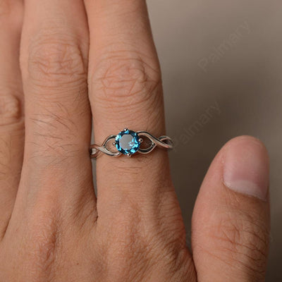 Round Cut London Blue Topaz Solitaire Ring Sterling Silver - Palmary