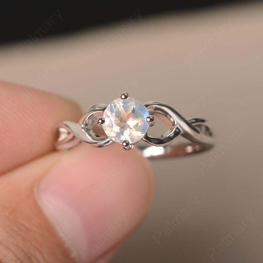 Round Cut Moonstone Solitaire Ring Sterling Silver - Palmary