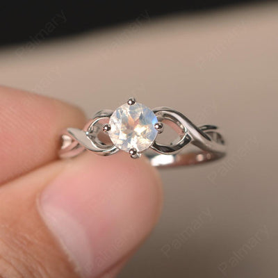 Round Cut Moonstone Solitaire Ring Sterling Silver - Palmary