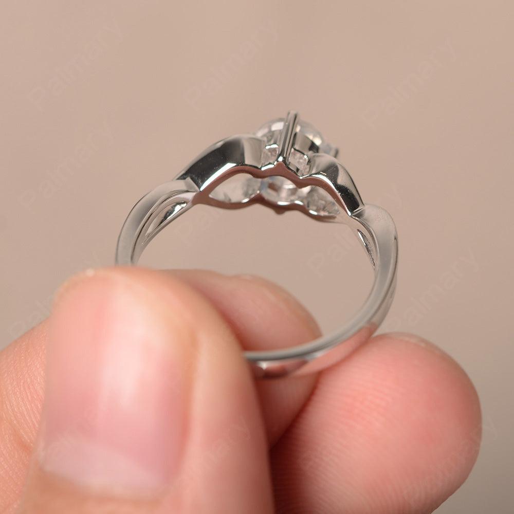 Round Cut Moonstone Solitaire Ring Sterling Silver - Palmary
