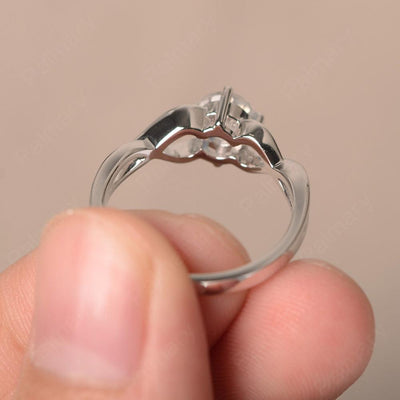 Round Cut Moonstone Solitaire Ring Sterling Silver - Palmary