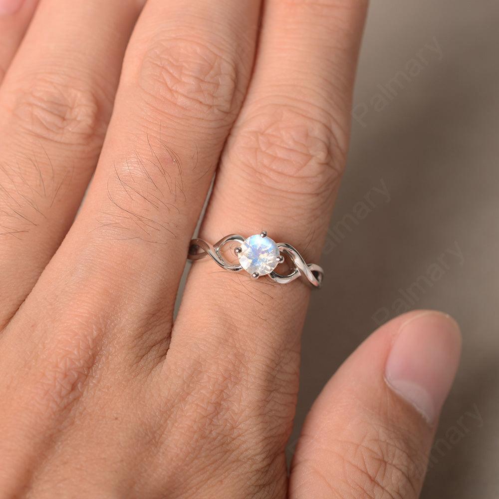 Round Cut Moonstone Solitaire Ring Sterling Silver - Palmary