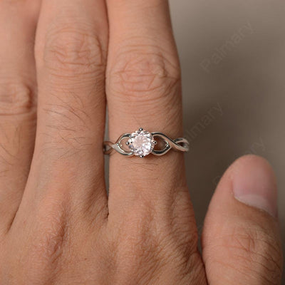 Round Cut Morganite Solitaire Ring Sterling Silver - Palmary