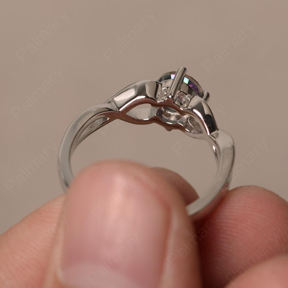 Round Cut Mystic Topaz Solitaire Ring Sterling Silver - Palmary