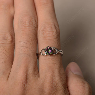 Round Cut Mystic Topaz Solitaire Ring Sterling Silver - Palmary