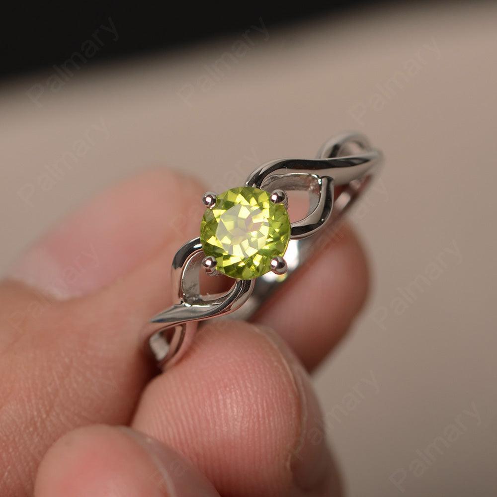 Round Cut Peridot Solitaire Ring Sterling Silver - Palmary