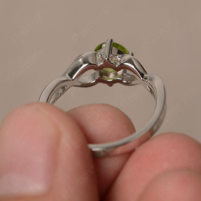Round Cut Peridot Solitaire Ring Sterling Silver - Palmary