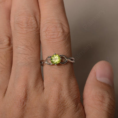 Round Cut Peridot Solitaire Ring Sterling Silver - Palmary