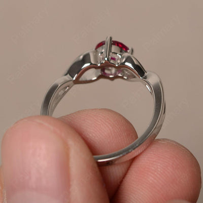 Round Cut Ruby Solitaire Ring Sterling Silver - Palmary