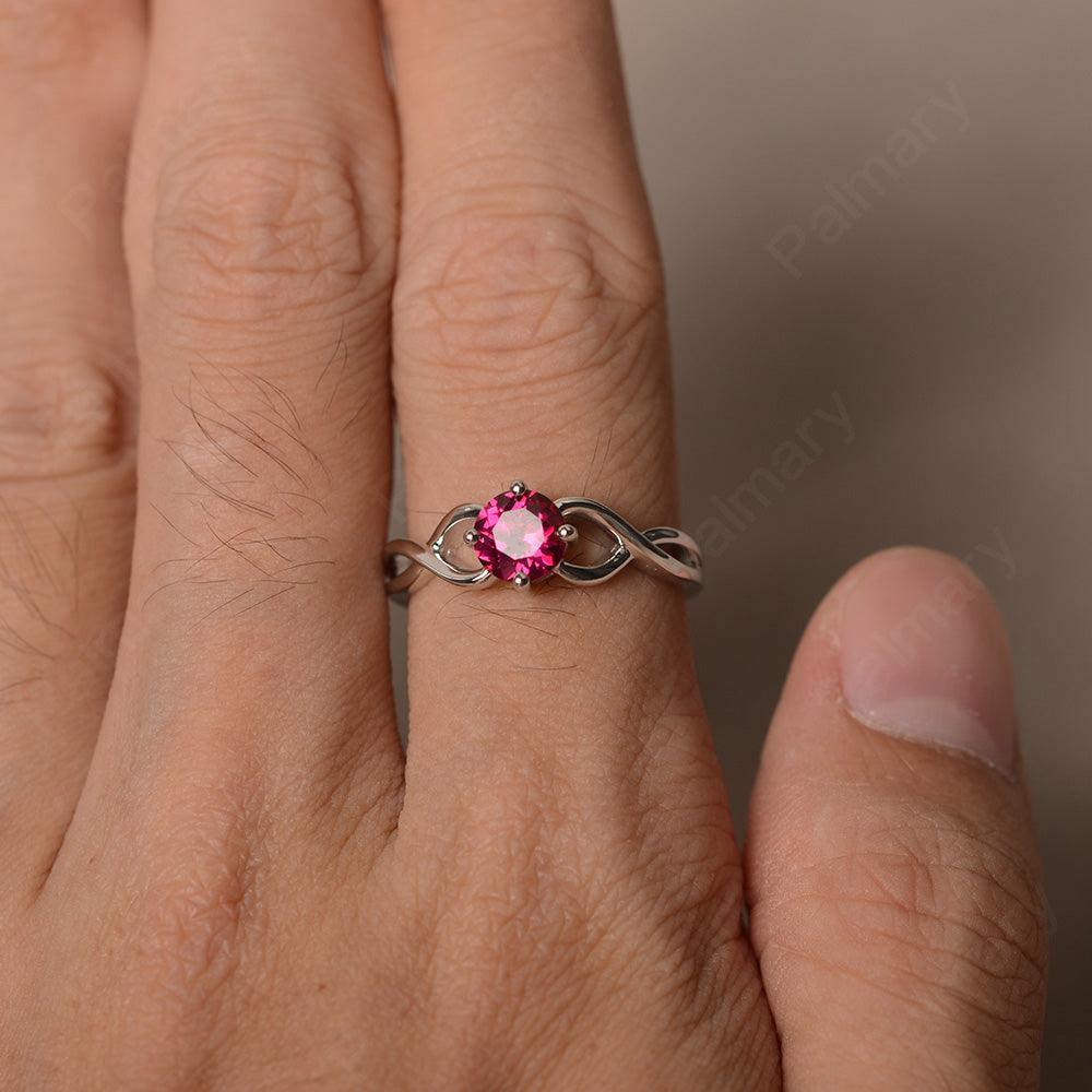 Round Cut Ruby Solitaire Ring Sterling Silver - Palmary