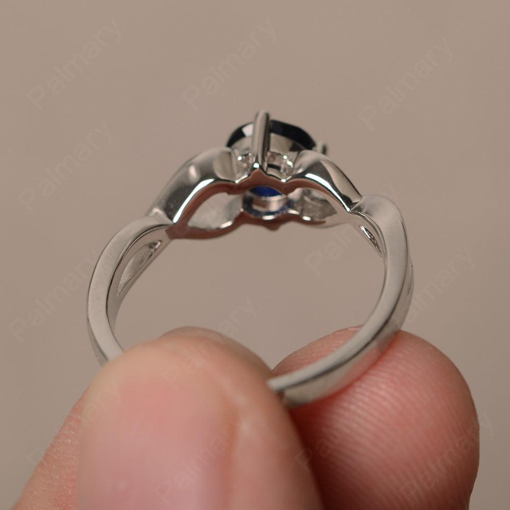 Round Cut Sapphire Solitaire Ring Sterling Silver - Palmary