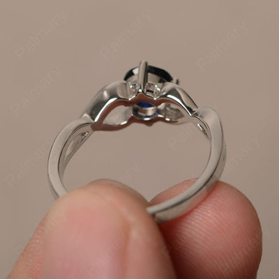 Round Cut Sapphire Solitaire Ring Sterling Silver - Palmary