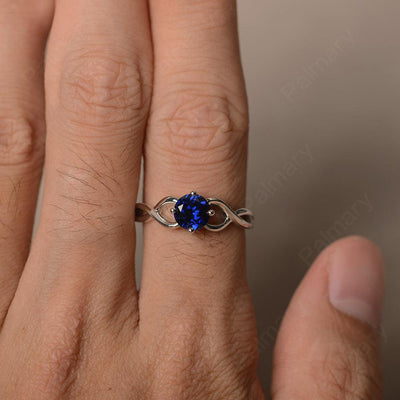 Round Cut Sapphire Solitaire Ring Sterling Silver - Palmary