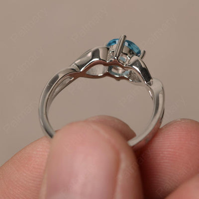 Round Cut Swiss Blue Topaz Solitaire Ring Sterling Silver - Palmary