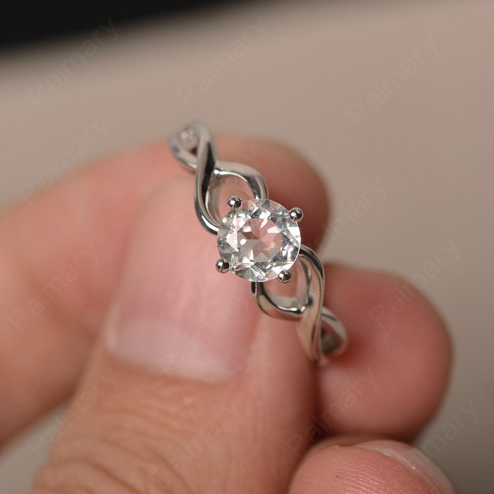 Round Cut White Topaz Solitaire Ring Sterling Silver - Palmary