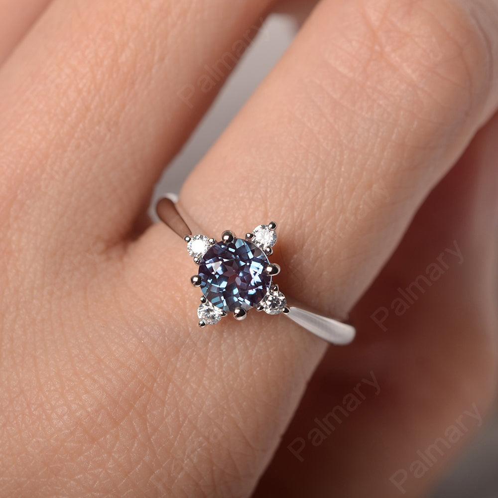 Star Style Round Cut Alexandrite Rings - Palmary