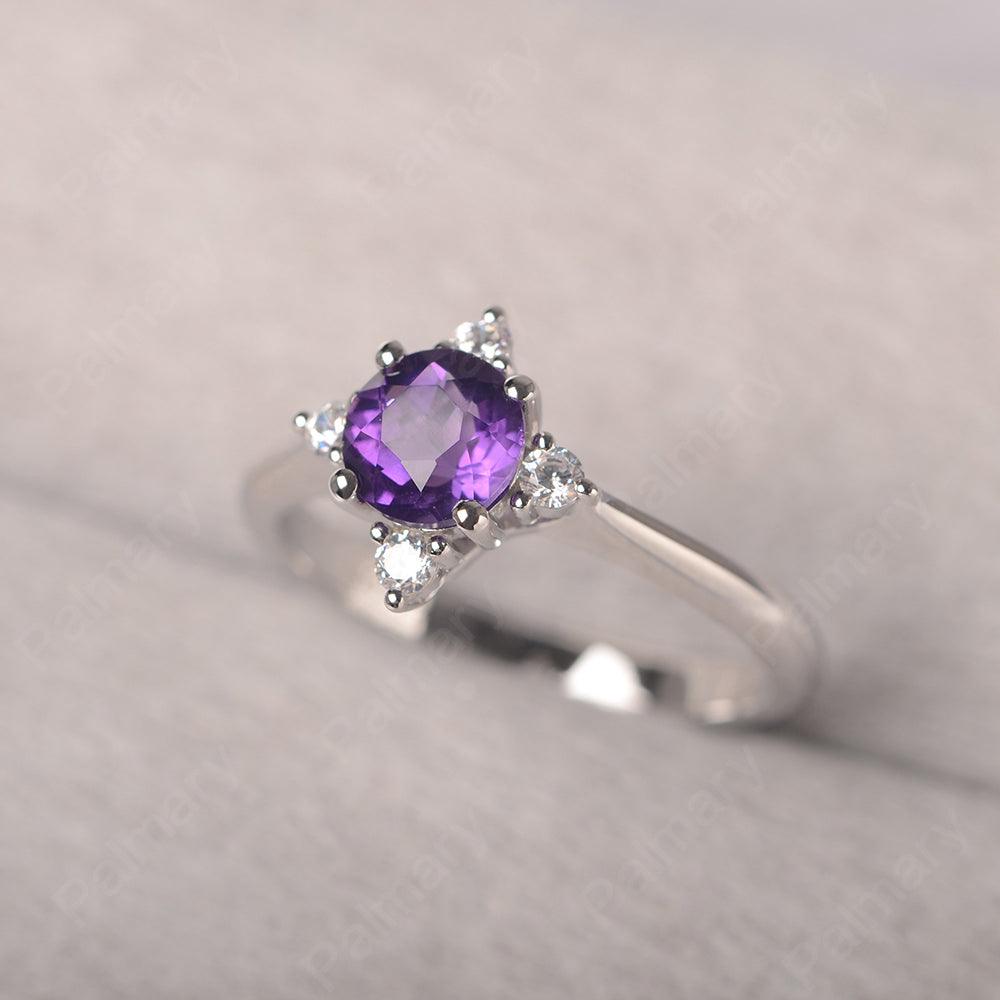 Star Style Round Cut Amethyst Rings - Palmary