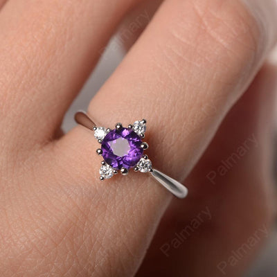 Star Style Round Cut Amethyst Rings - Palmary