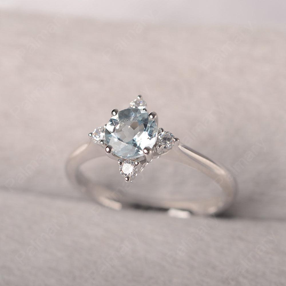 Star Style Round Cut Aquamarine Rings - Palmary