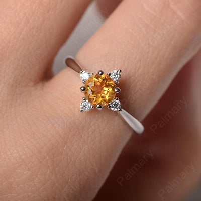 Star Style Round Cut Citrine Rings - Palmary