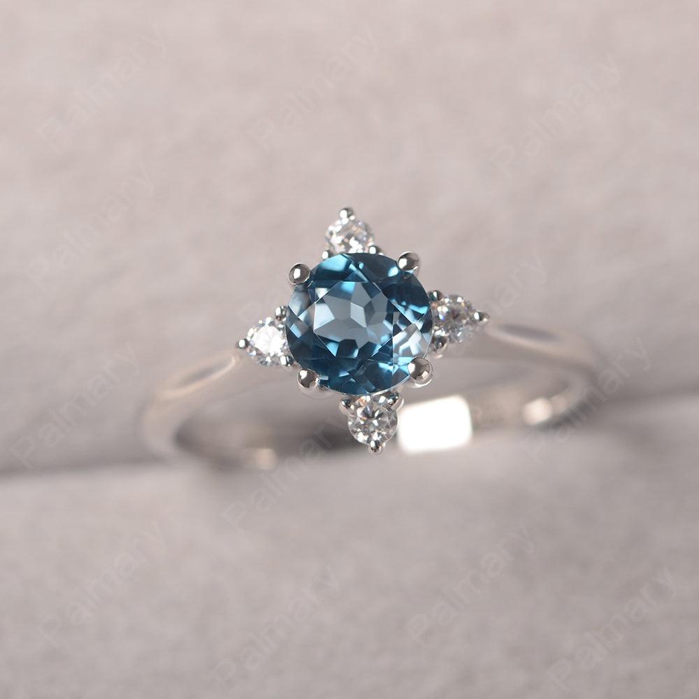 Star Style Round Cut London Blue Topaz Rings - Palmary