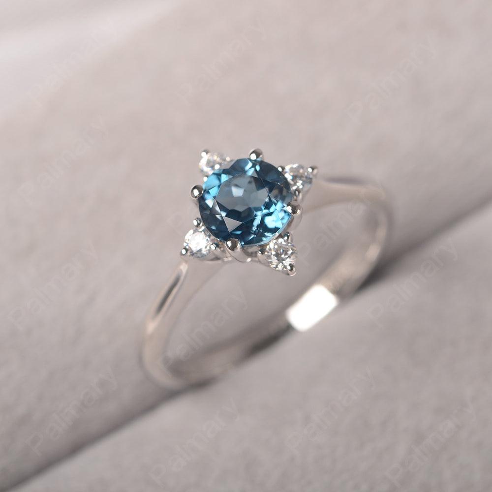 Star Style Round Cut London Blue Topaz Rings - Palmary