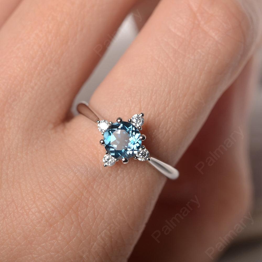 Star Style Round Cut London Blue Topaz Rings - Palmary