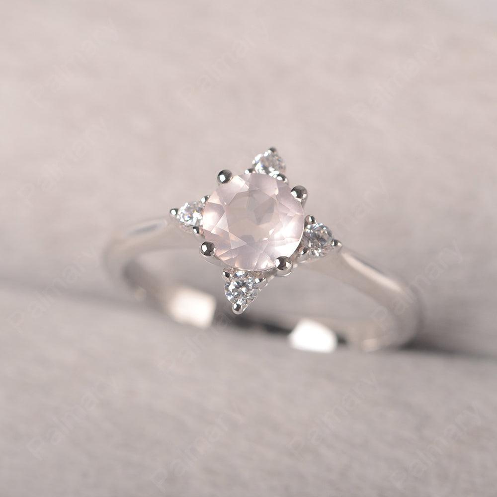 Star Style Round Cut Rose Quartz Rings - Palmary
