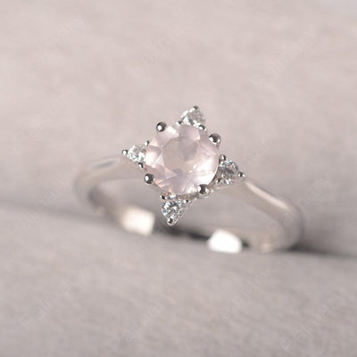 Star Style Round Cut Rose Quartz Rings - Palmary