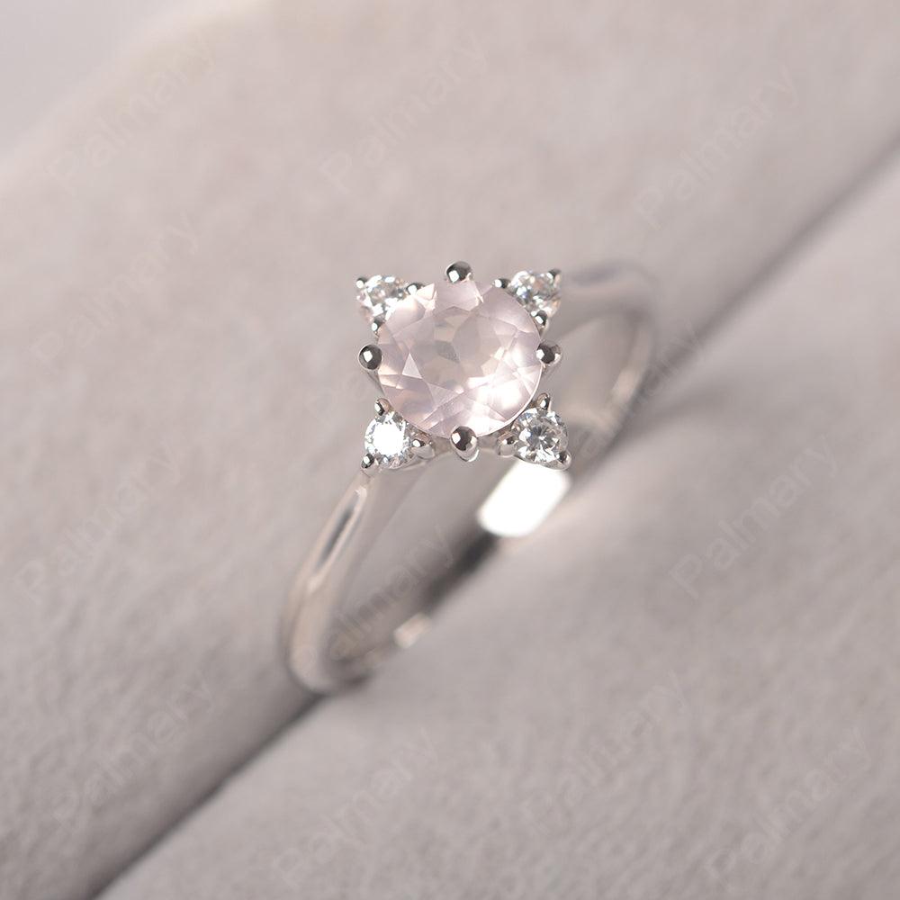 Star Style Round Cut Rose Quartz Rings - Palmary